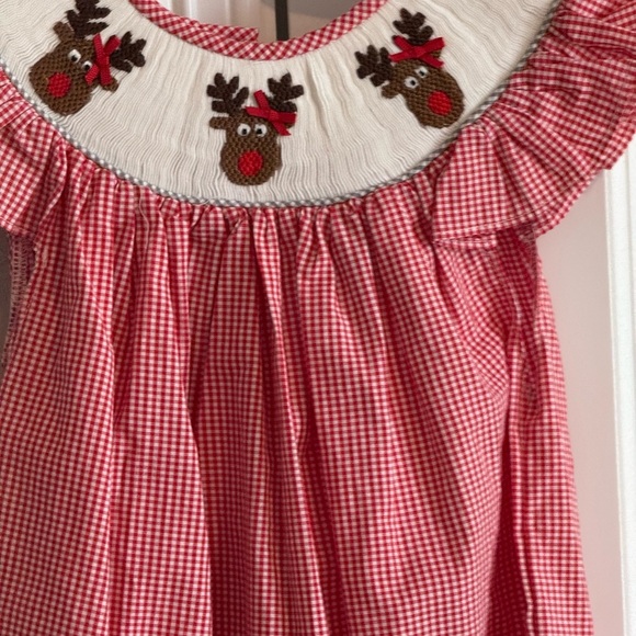 Shop Teeta Red Gingham jumper with Reindeer Embroidery - Picture 2 of 6